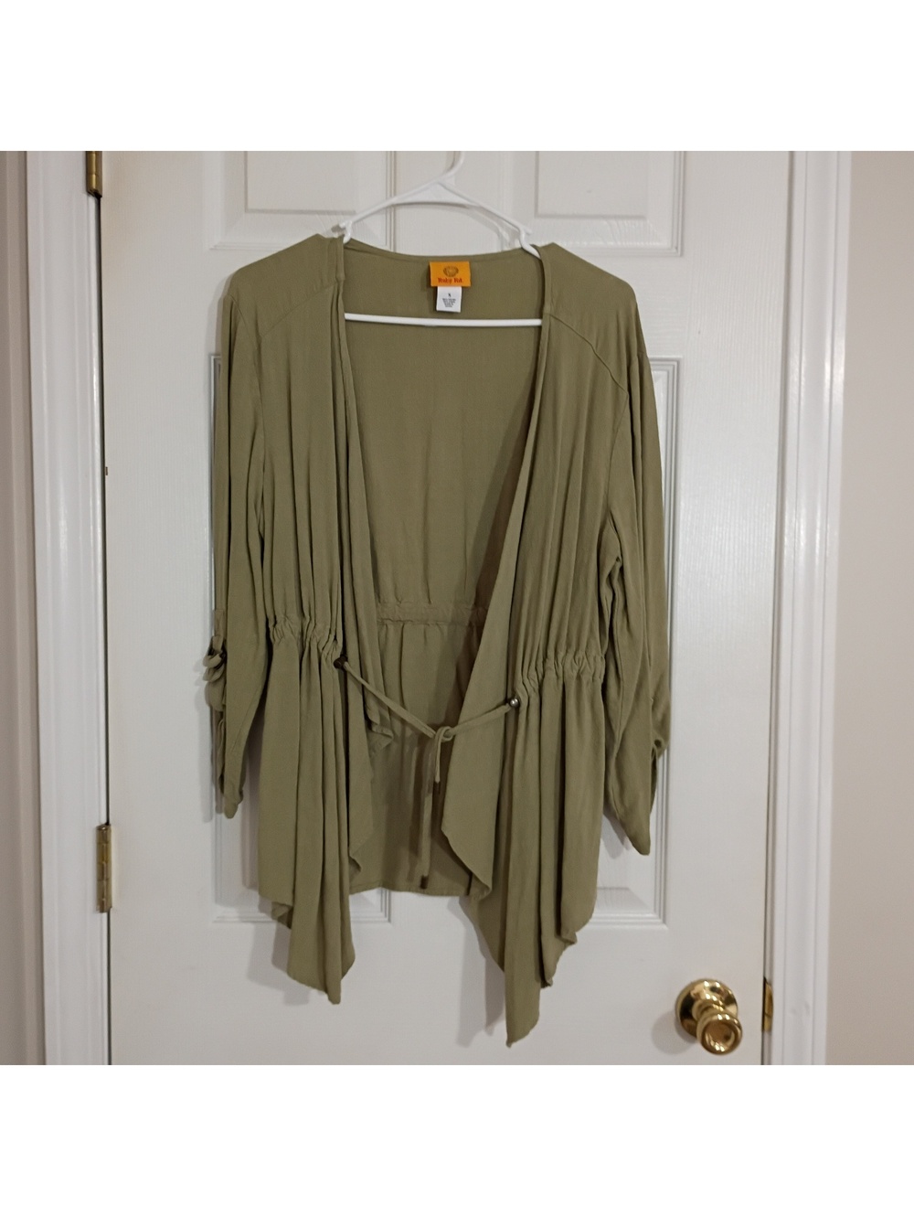 Ruby Rd. Women's Lightweight Olive Green Cardigan with Tie Waist, Size Small